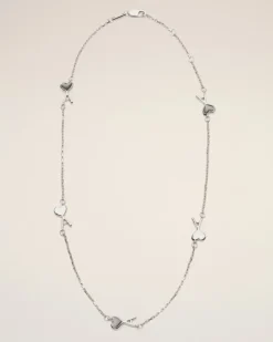 Ami de Coeur Halskette aus silberfarbenem Messing mit Hammerschlag Mehrfarbig Unisex