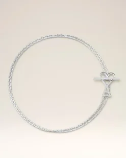 Ami De Coeur 2 in 1 Halskette aus silberfarbenem Messing Grau Unisex