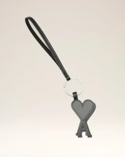 Ami De Coeur Schlüsselanhänger aus Leder in Schwarz Schwarz Unisex Anthrazit