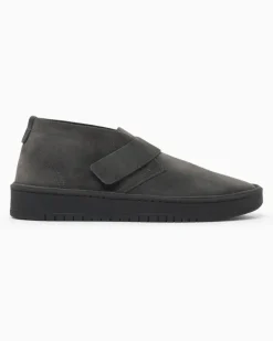 Ankle Boots aus Veloursleder Grau