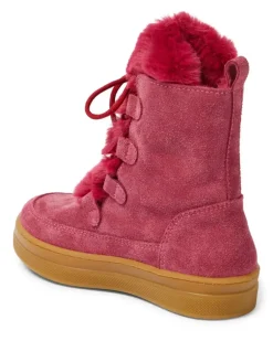 Ankle Boots aus Veloursleder Rosa