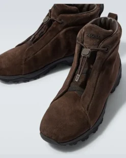 Ankle Boots Triple Stitch Vetta aus Veloursleder Braun