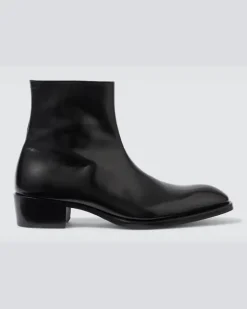 Ankle Boots Vincent aus Leder Schwarz