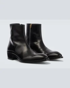 Ankle Boots Vincent aus Leder Schwarz
