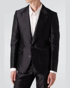 Anzug aus Seiden-Twill Schwarz