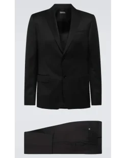 Anzug aus Wolle und Mohair Schwarz