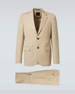 Anzug Trofeo aus Wolle und Leinen Beige