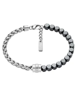 Armband mit Edelstahl- und Hämatitperlen - Armbänder - Unisex - Silber