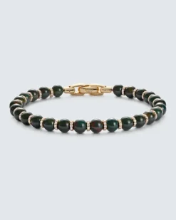 Armband Spiritual Beads aus Hämatit mit 18kt Gelbgold und Diamanten Schwarz