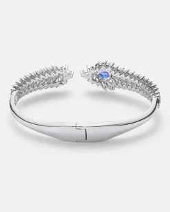 Armreif aus 18kt Weißgold mit Diamanten und Saphir Silber