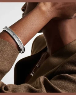 Armreif B.zero1 aus 18kt Weißgold mit Diamanten Silber
