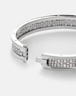 Armreif B.zero1 aus 18kt Weißgold mit Diamanten Silber