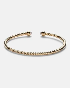 Armreif Cablespira® Flex aus 18kt Gelbgold mit Diamanten und Süßwasserperlen