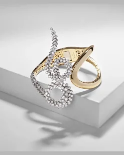 Armreif Golden Strada aus 18kt Gelb- und Weißgold mit Diamanten Silber