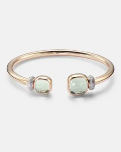 Armreif Nudo aus 18kt Roségold mit Diamanten und Prasiolith