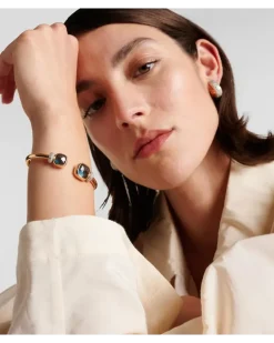 Armreif Nudo aus 18kt Roségold mit Diamanten und Topas Blau