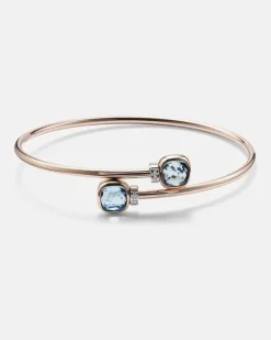 Armreif Nudo aus 18kt Rosé- und Weißgold mit Diamanten und Topas Silber