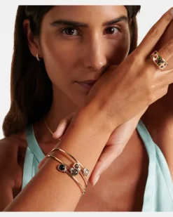Armreif Nudo aus 18kt Rosé- und Weißgold mit Diamanten und Topas Silber