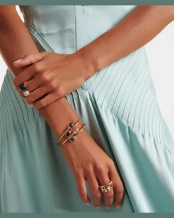 Armreif Nudo aus 18kt Rosé- und Weißgold mit Diamanten und London Blue Topas