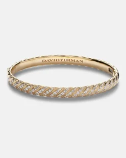 Armreif Sculpted Cable aus 18kt Gelbgold mit Diamanten