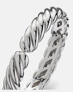 Armreif Sculpted Cable Flex® aus 18kt Weißgold mit Diamanten Silber