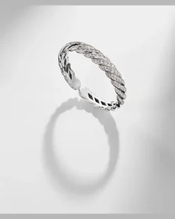Armreif Sculpted Cable Flex® aus 18kt Weißgold mit Diamanten Silber