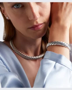 Armreif Sculptured Cable Flex aus Sterlingsilber