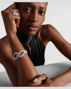 Armreif Y-Couture aus 18kt Weißgold mit Diamanten Silber