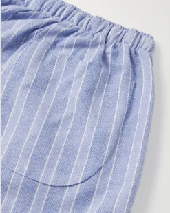 Arran 20 Straight-Leg Striped Herringbone Brushed-Cotton Pyjama Trousers Blue