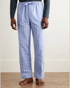 Arran 20 Straight-Leg Striped Herringbone Brushed-Cotton Pyjama Trousers Blue