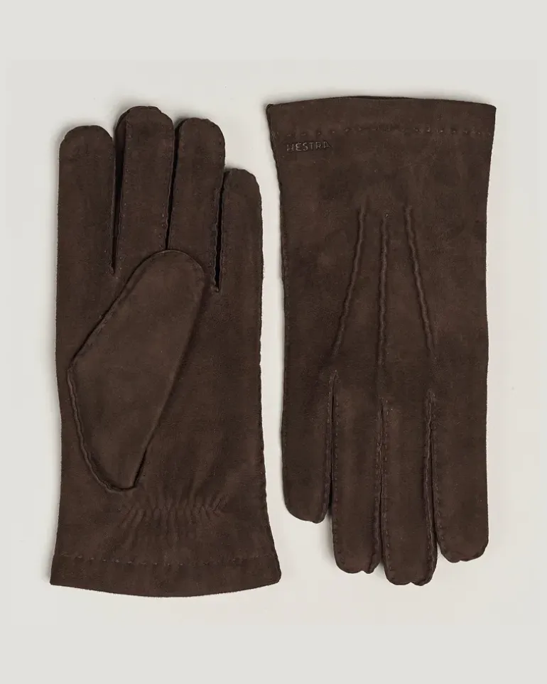 Arthur Wool Lined Suede Glove Espresso Braun