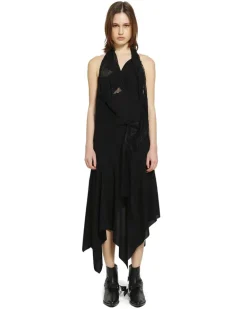 Asymmetric Lace Slip Dress Black
