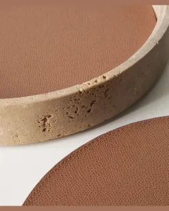 Aufbewahrungsdose Giza Large aus Marmor und Leder Braun
