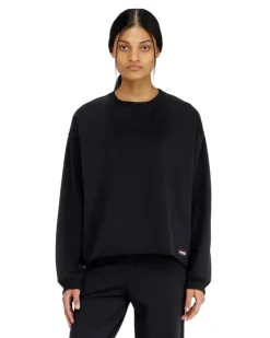 Aufgerautes Sweatshirt mit offener Kante - Oberteile - Damen - Schwarz