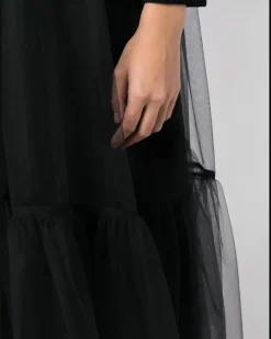 Ausgestelltes Tüllkleid - Schwarz