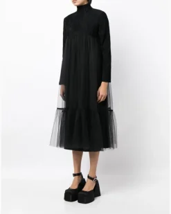Ausgestelltes Tüllkleid - Schwarz