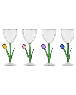 Ausgestelltes Weinglas mit Tulpendetail - Weiß