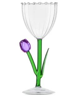 Ausgestelltes Weinglas mit Tulpendetail - Weiß
