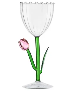 Ausgestelltes Weinglas mit Tulpendetail - Weiß