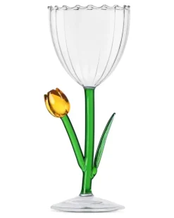 Ausgestelltes Weinglas mit Tulpendetail - Weiß