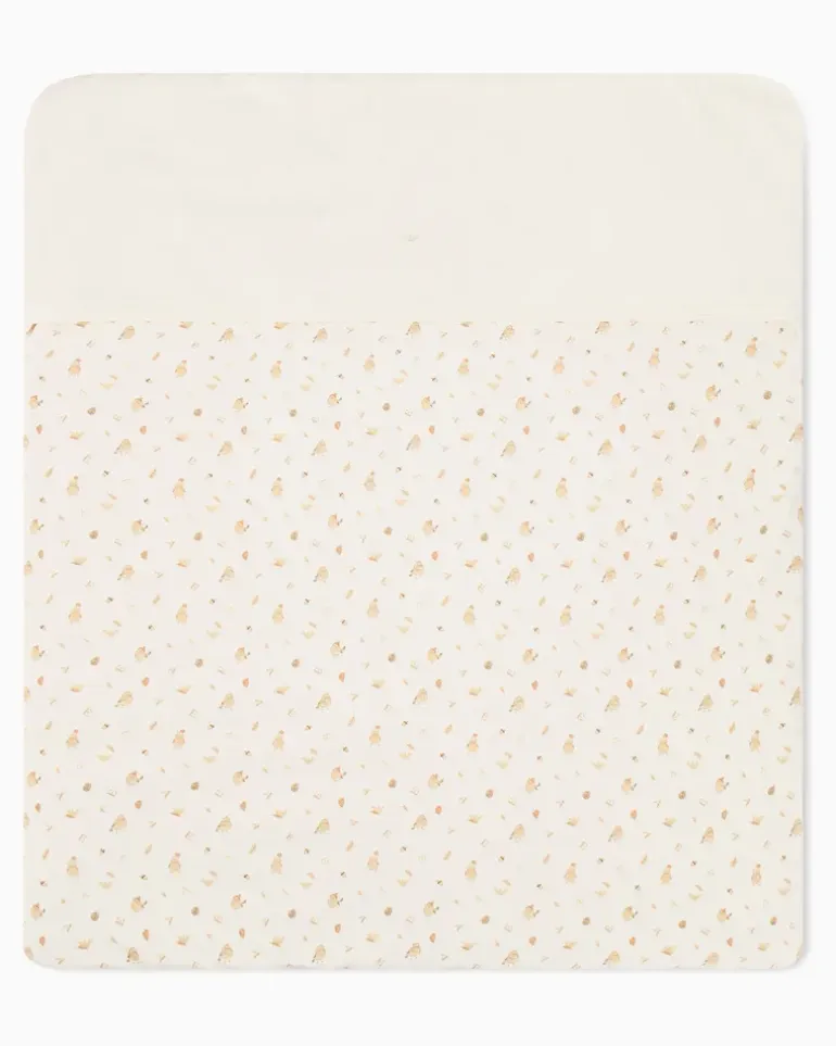 Babydecke aus Baumwolljersey mit feinem Allover-Print Weiß