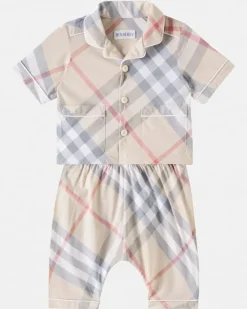 Baby Pyjama Burberry Check aus Baumwolle Neutral