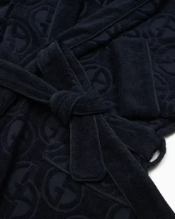 Bademantel aus Baumwollfrottee mit Monogramm Essential Blau