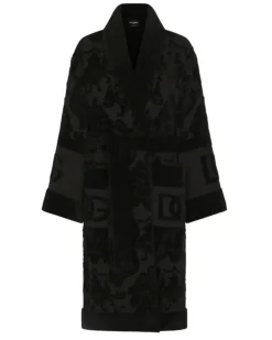Bademantel aus Monogramm-Jacquard - Schwarz