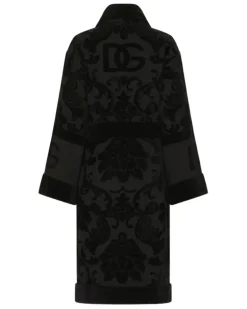 Bademantel aus Monogramm-Jacquard - Schwarz