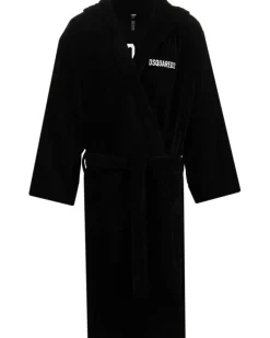 Bademantel mit Logo-Stickerei - Schwarz