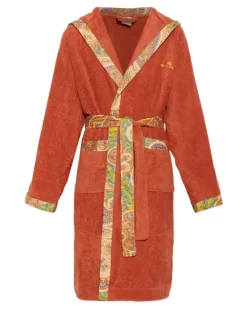 Bademantel mit Paisley-Besatz - Orange