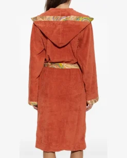 Bademantel mit Paisley-Besatz - Orange