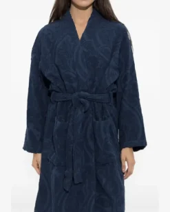 Bademantel mit Paisley-Jacquard - Blau