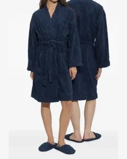 Bademantel mit Paisley-Jacquard - Blau